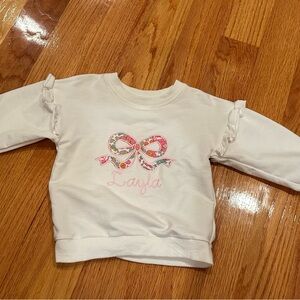 Custom embroidered Layla sweatshirt with Pink Bow Design